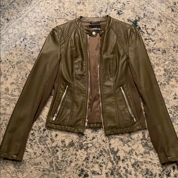 Express Motor Jacket In Olive Green - Picture 1 of 6